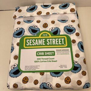 Sesame Street Cookie Monster 200 Thread Count 100% Cotton Crib Sheet 28" X...